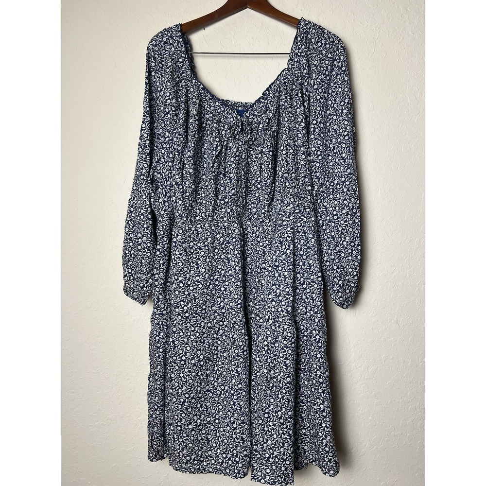 Old Navy Mini Swing Dress 4X Blue Floral Bloomcore Cottagecore Peasant‎ Boho - Picture 5 of 10